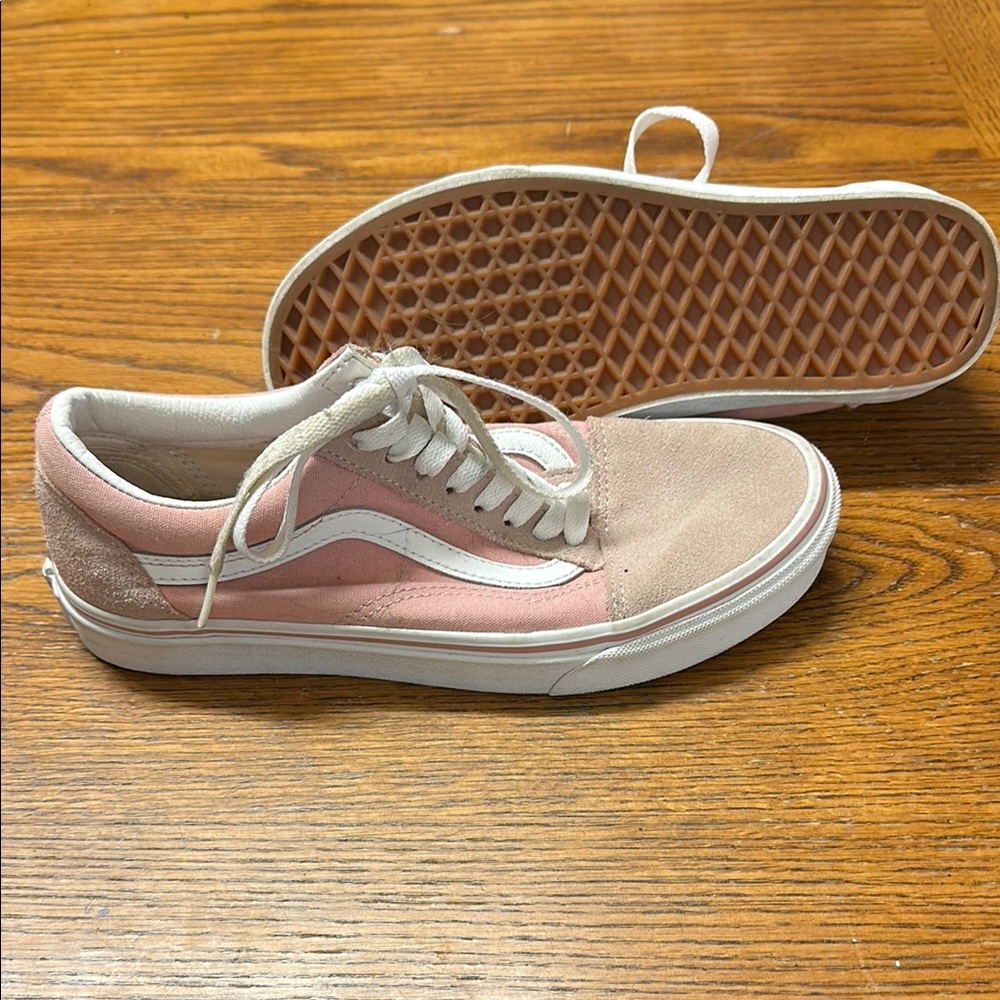 Vans Pink and White Sneakers Classic Style
